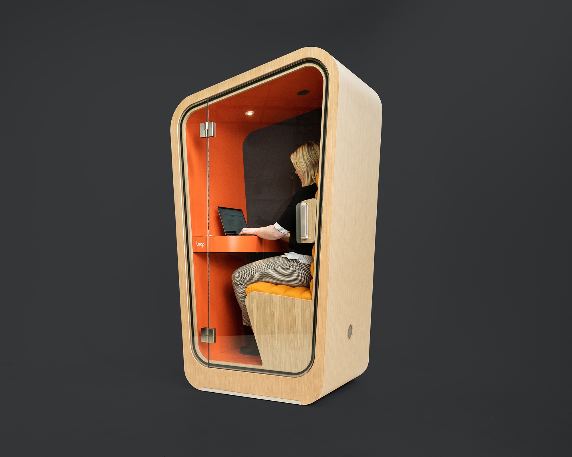 Sustainable wood, high end, luxury phone booth and office pod design